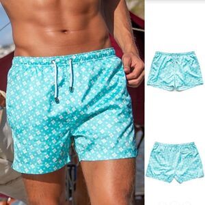 Marwida Blue and White Aqua Star Swim Trunks Size Small NWT